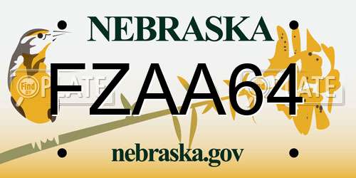 FZAA64 Nebraska License Plate