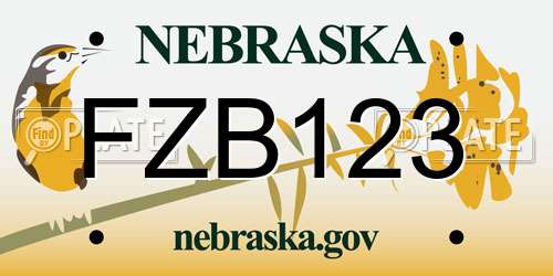 FZB123 Nebraska License Plate
