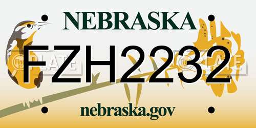 FZH2232 Nebraska License Plate