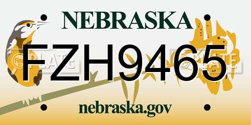 FZH9465 Nebraska License Plate