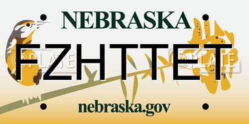 FZHTTET Nebraska License Plate