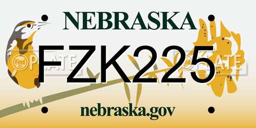 FZK225 Nebraska License Plate