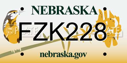 FZK228 Nebraska License Plate