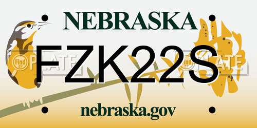 FZK22S Nebraska License Plate