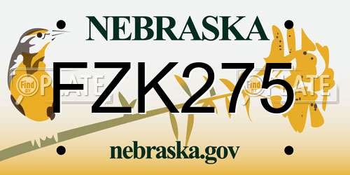 FZK275 Nebraska License Plate
