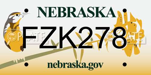 FZK278 Nebraska License Plate