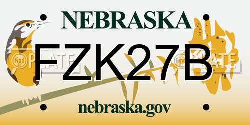 FZK27B Nebraska License Plate