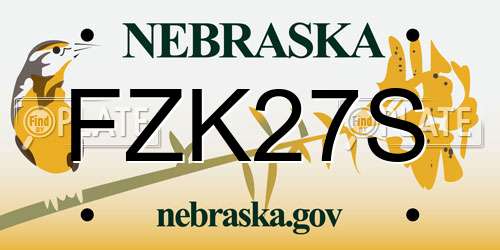 FZK27S Nebraska License Plate