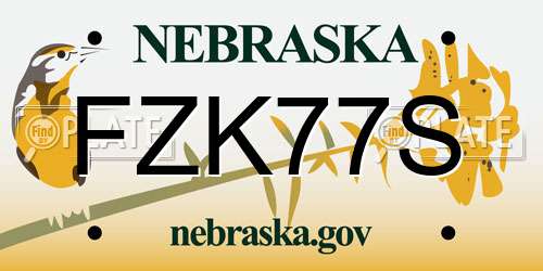 FZK77S Nebraska License Plate