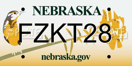 FZKT28 Nebraska License Plate