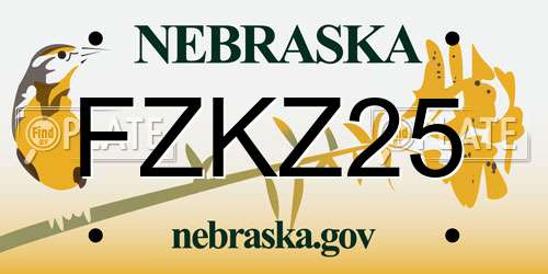 FZKZ25 Nebraska License Plate