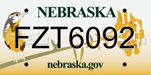 FZT6092 Nebraska License Plate