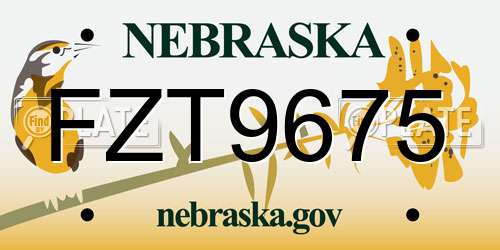 FZT9675 Nebraska License Plate
