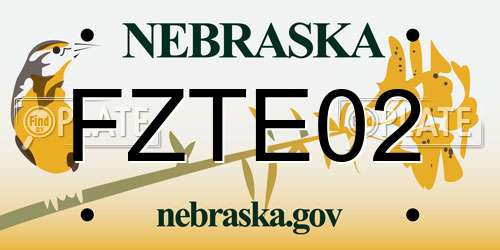 FZTE02 Nebraska License Plate