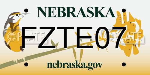 FZTE07 Nebraska License Plate