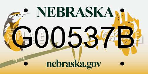 G00537B Nebraska License Plate