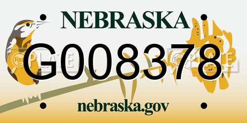 G008378 Nebraska License Plate