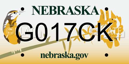 G017CK Nebraska License Plate