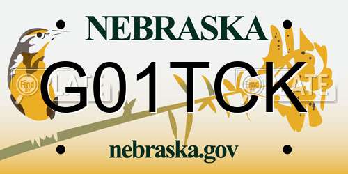 G01TCK Nebraska License Plate