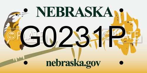 G0231P Nebraska License Plate