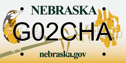 G02CHA Nebraska License Plate