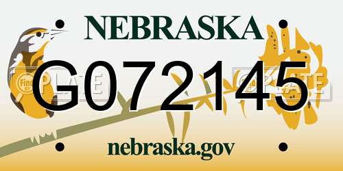 G072145 Nebraska License Plate