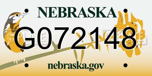 G072148 Nebraska License Plate