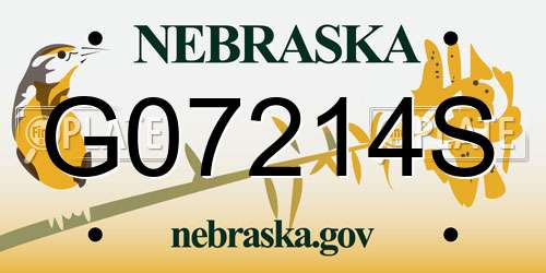 G07214S Nebraska License Plate