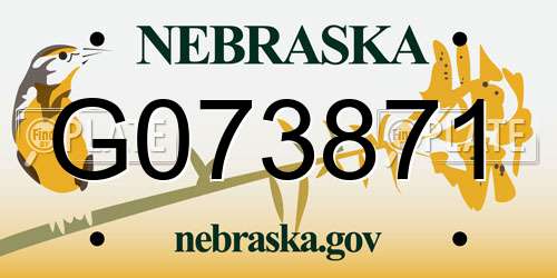 G073871 Nebraska License Plate