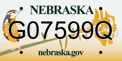 G07599Q Nebraska License Plate