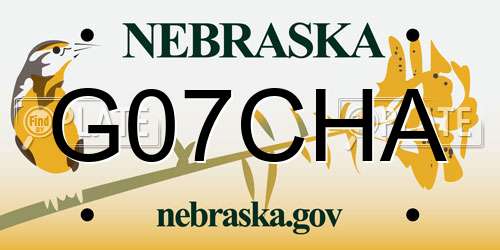 G07CHA Nebraska License Plate