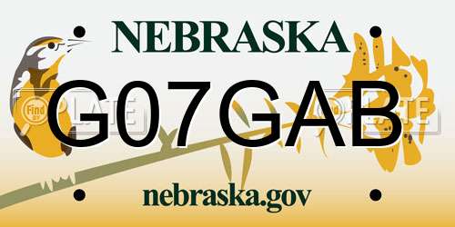 G07GAB Nebraska License Plate