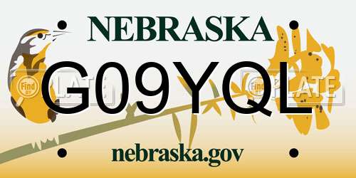 G09YQL Nebraska License Plate