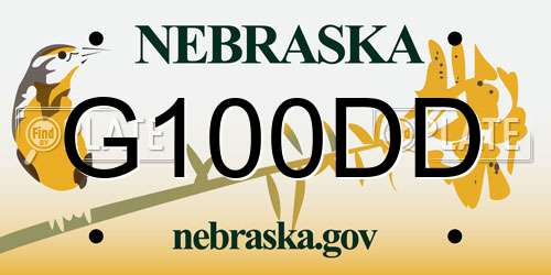 G100DD Nebraska License Plate