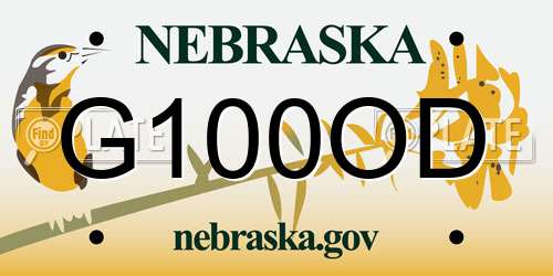 G100OD Nebraska License Plate