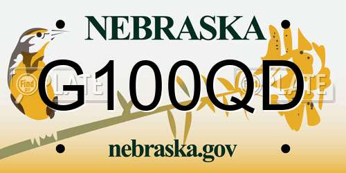 G100QD Nebraska License Plate