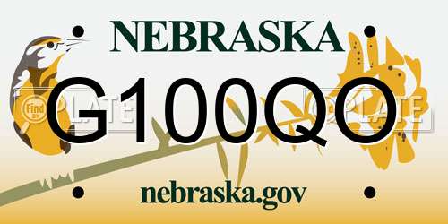 G100QO Nebraska License Plate