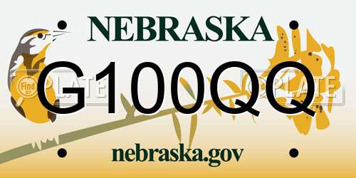 G100QQ Nebraska License Plate