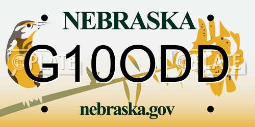 G10ODD Nebraska License Plate
