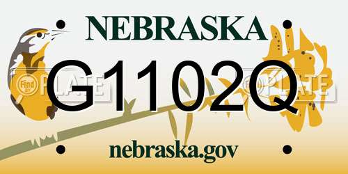 G1102Q Nebraska License Plate