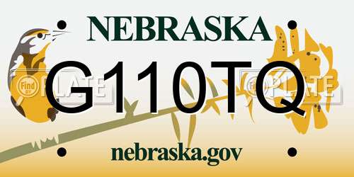 G110TQ Nebraska License Plate