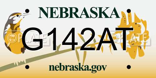 G142AT Nebraska License Plate