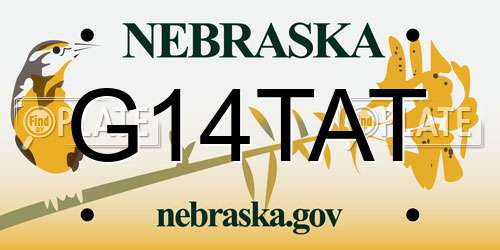G14TAT Nebraska License Plate