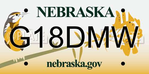 G18DMW Nebraska License Plate