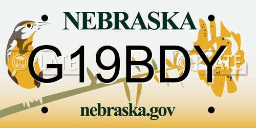G19BDY Nebraska License Plate