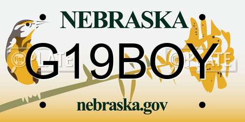 G19BOY Nebraska License Plate