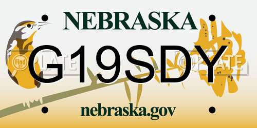 G19SDY Nebraska License Plate