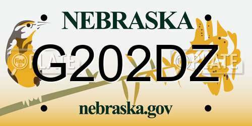 G202DZ Nebraska License Plate