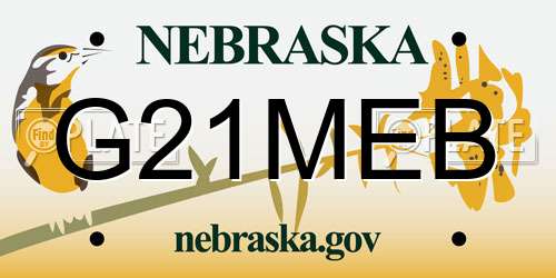G21MEB Nebraska License Plate