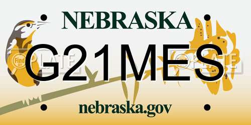 G21MES Nebraska License Plate